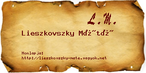 Lieszkovszky Máté névjegykártya